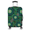 Australia Aboriginal Luggage Cover - Green Aboriginal Dot Art Background Luggage Cover