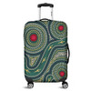 Australia Aboriginal Luggage Cover - Green Aboriginal Dot Art Style Vector Painting Luggage Cover