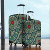 Australia Aboriginal Luggage Cover - Green Aboriginal Dot Art Style Vector Painting Luggage Cover