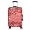 Australia Aboriginal Luggage Cover - Pink Aboriginal Dot Art Background Luggage Cover