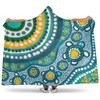 Australia Aboriginal Hooded Blanket - Turquoise Aboriginal Dot Art With Turtle  Hooded Blanket