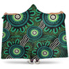 Australia Aboriginal Hooded Blanket - Green Aboriginal Dot Art Background Hooded Blanket