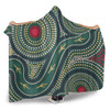 Australia Aboriginal Hooded Blanket - Green Aboriginal Dot Art Style Vector Painting Hooded Blanket
