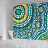 Australia Aboriginal Shower Curtain - Turquoise Aboriginal Dot Art With Turtle  Shower Curtain