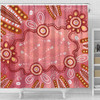 Australia Aboriginal Shower Curtain - Pink Aboriginal Dot Art Background Shower Curtain