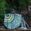 Australia Aboriginal Beach Blanket - Turquoise Aboriginal Dot Art With Turtle  Beach Blanket