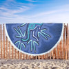 Australia Aboriginal Beach Blanket - Blue Aboriginal Style Of Dot Kangaroo Artwork  Beach Blanket