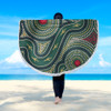 Australia Aboriginal Beach Blanket - Green Aboriginal Dot Art Style Vector Painting Beach Blanket