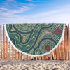 Australia Aboriginal Beach Blanket - Green Aboriginal Dot Art Style Vector Painting Beach Blanket