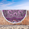 Australia Aboriginal Beach Blanket - Purple Aboriginal Dot Art Style Painting Beach Blanket
