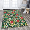 Australia Aboriginal Area Rug - Green Dot Art Circle Pattern From Aboriginal Art Area Rug