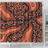 Australia Aboriginal Shower Curtain - Brown Background With An Aboriginal Art Style Shower Curtain