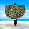 Australia Aboriginal Beach Blanket - Green Dot Art Circle Pattern From Aboriginal Art Beach Blanket