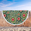 Australia Aboriginal Beach Blanket - Green Dot Art Circle Pattern From Aboriginal Art Beach Blanket