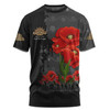 Australia Anzac Day Custom T-shirt - Australian And New Zealand Warriorsers In Flanders Fields Poppy Flowers V2 T-shirt