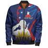 Australia Anzac Day Custom Bomber Jacket - Lest We Forget With Blue Camouflage Pattern Bomber Jacket