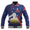 Australia Anzac Day Custom Baseball Jacket - Lest We Forget With Blue Camouflage Pattern Baseball Jacket