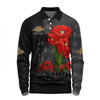 Australia Anzac Day Custom Long Sleeve Polo Shirt - Australian And New Zealand Warriorsers In Flanders Fields Poppy Flowers V2 Long Sleeve Polo Shirt