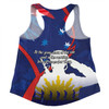 Australia Anzac Day Custom Women Racerback Singlet - Lest We Forget With Blue Camouflage Pattern Women Racerback Singlet