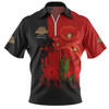 Australia Anzac Day Custom Zip Polo Shirt - Australian And New Zealand Warriorsers In Flanders Fields Poppy Flowers Zip Polo Shirt