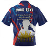 Australia Anzac Day Custom Zip Polo Shirt - Lest We Forget With Blue Camouflage Pattern Zip Polo Shirt