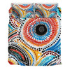 Australia Aboriginal Bedding Set - Traditional Australian Aboriginal Native Design (White) Ver 2 Bedding Set