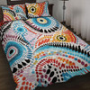Australia Aboriginal Quilt Bed Set - Traditional Australian Aboriginal Native Design (White) Quilt Bed Set