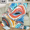 Australia Aboriginal Blanket - Traditional Australian Aboriginal Native Design (White) Ver 2 Blanket