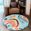 Australia Aboriginal Round Rug - Traditional Australian Aboriginal Native Design (White) Ver 1 Round Rug