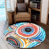 Australia Aboriginal Round Rug - Traditional Australian Aboriginal Native Design (White) Ver 2 Round Rug