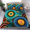 Australia Aboriginal Bedding Set - Traditional Australian Aboriginal Native Design (Black) Ver 4 Bedding Set