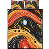 Australia Aboriginal Quilt Bed Set - Traditional Australian Aboriginal Native Design (Black) Ver 1 Quilt Bed Set