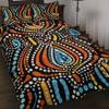 Australia Aboriginal Quilt Bed Set - Traditional Australian Aboriginal Native Design (Black) Ver 2 Quilt Bed Set