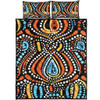 Australia Aboriginal Quilt Bed Set - Traditional Australian Aboriginal Native Design (Black) Ver 2 Quilt Bed Set