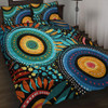 Australia Aboriginal Quilt Bed Set - Traditional Australian Aboriginal Native Design (Black) Ver 4 Quilt Bed Set