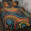 Australia Aboriginal Quilt Bed Set - Traditional Australian Aboriginal Native Design (Black) Ver 5 Quilt Bed Set