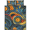 Australia Aboriginal Quilt Bed Set - Traditional Australian Aboriginal Native Design (Black) Ver 6 Quilt Bed Set