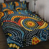 Australia Aboriginal Quilt Bed Set - Traditional Australian Aboriginal Native Design (Black) Ver 6 Quilt Bed Set