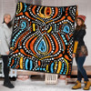 Australia Aboriginal Quilt - Traditional Australian Aboriginal Native Design (Black) Ver 2 Quilt