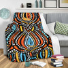 Australia Aboriginal Blanket - Traditional Australian Aboriginal Native Design (Black) Ver 2 Blanket