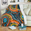 Australia Aboriginal Blanket - Traditional Australian Aboriginal Native Design (Black) Ver 5 Blanket