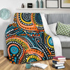 Australia Aboriginal Blanket - Traditional Australian Aboriginal Native Design (Black) Ver 5 Blanket