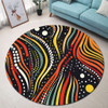 Australia Aboriginal Round Rug - Traditional Australian Aboriginal Native Design (Black) Round Rug