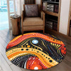 Australia Aboriginal Round Rug - Traditional Australian Aboriginal Native Design (Black) Ver 1 Round Rug