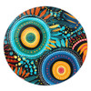 Australia Aboriginal Round Rug - Traditional Australian Aboriginal Native Design (Black) Ver 4 Round Rug