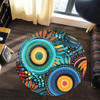 Australia Aboriginal Round Rug - Traditional Australian Aboriginal Native Design (Black) Ver 4 Round Rug