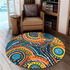 Australia Aboriginal Round Rug - Traditional Australian Aboriginal Native Design (Black) Ver 5 Round Rug