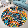 Australia Aboriginal Round Rug - Traditional Australian Aboriginal Native Design (Black) Ver 5 Round Rug