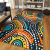 Australia Aboriginal Area Rug - Traditional Australian Aboriginal Native Design (Black) Ver 5 Area Rug