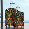 Australia Aboriginal Luggage Cover - Traditional Australian Aboriginal Native Design (Black) Luggage Cover
